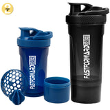 Fast Forward Shaker Bottle - 24 Ounce Protein Shaker Plastic Bottle for Pre & Post workout with Twist and Lock Protein Box Storage Pack of 2 Fast Forward