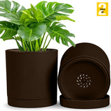 6-Inch Plastic Planter Pots – Cylindrical Stylish, Durable & Plant-Friendly with Drainage & Seamless Saucers