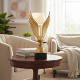 Golden Eagle on Globe Resin Figurine, Modern Art Statue for Home and Office Decor