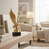 Golden Eagle on Globe Resin Figurine, Modern Art Statue for Home and Office Decor