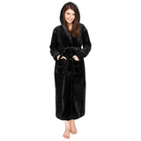 Bathrobes For Women Fleece Hooded Dressing Gown Super Soft Cozy Hooded Plush Loungewear