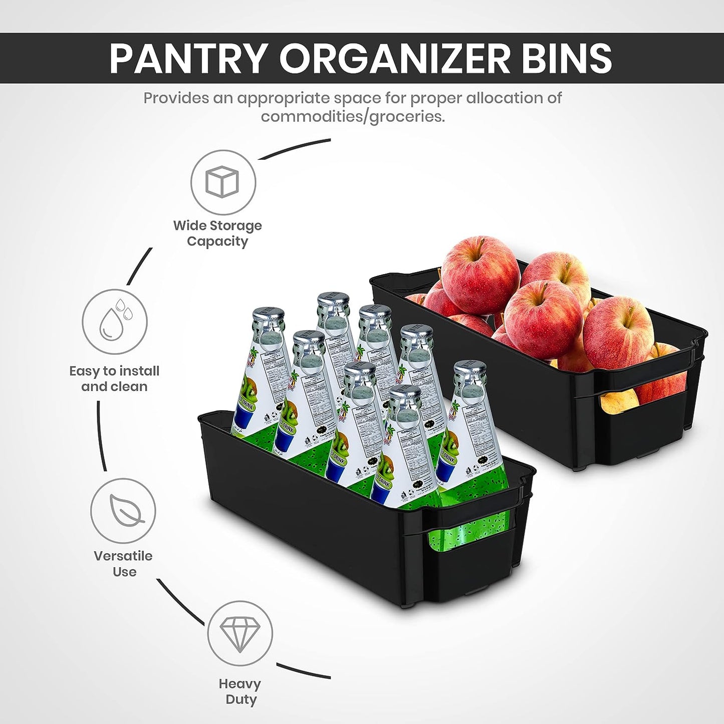Fridge Organizer 2 Refrigerator Organizer Bins Storage Bins for Freezers Countertops and Cabinets Pantry Organization Fast Forward