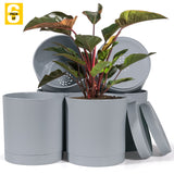 6-Inch Plastic Planter Pots – Cylindrical Stylish, Durable & Plant-Friendly with Drainage & Seamless Saucers