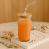 16oz Acrylic Sipper Tumbler with Bent Straw – BPA Free, Airtight Wooden Lid, Crystal Clear Body – Durable & Stylish Cup for Home, Office, Picnic, Outdoor Parties