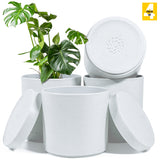 6-Inch Plastic Planter Pots – Cylindrical Stylish, Durable & Plant-Friendly with Drainage & Seamless Saucers