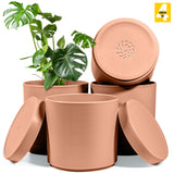6-Inch Plastic Planter Pots – Cylindrical Stylish, Durable & Plant-Friendly with Drainage & Seamless Saucers
