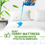 Terry Top Protector Mattress Cover Breathable, Fitted Style with Stretchable Pockets Fast Forward