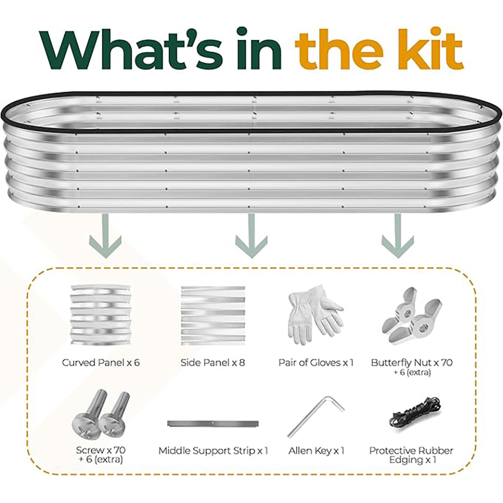 Galvanized Raised Garden Bed Kit 4x2x1ft – Heavy-Duty Outdoor Planter Box for Vegetables, Flowers & Fruits – Easy Assembly Metal Raised Bed – Silver (Pack of 1)