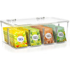 Tea Bag Organizer Stackable with Clear Top Lid, Kitchen Cabinet Pantry Storage Box for Tea Bags & Coffee Pods