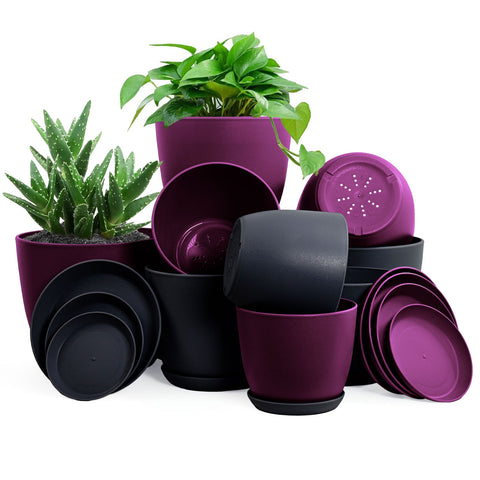 Fast Forward: Premium Set of 10 Indoor Plant Pots with Drainage Decorative Plastic Planters for Indoor Fast Forward