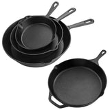 Set 4-Piece Pre-Seasoned Cast Iron Skillet – Even Heat Distribution – Multipurpose – Suitable for all Cooktops - Cast Iron Set – Grill pan – Frying Pan – Indoor & Outdoor Cookware