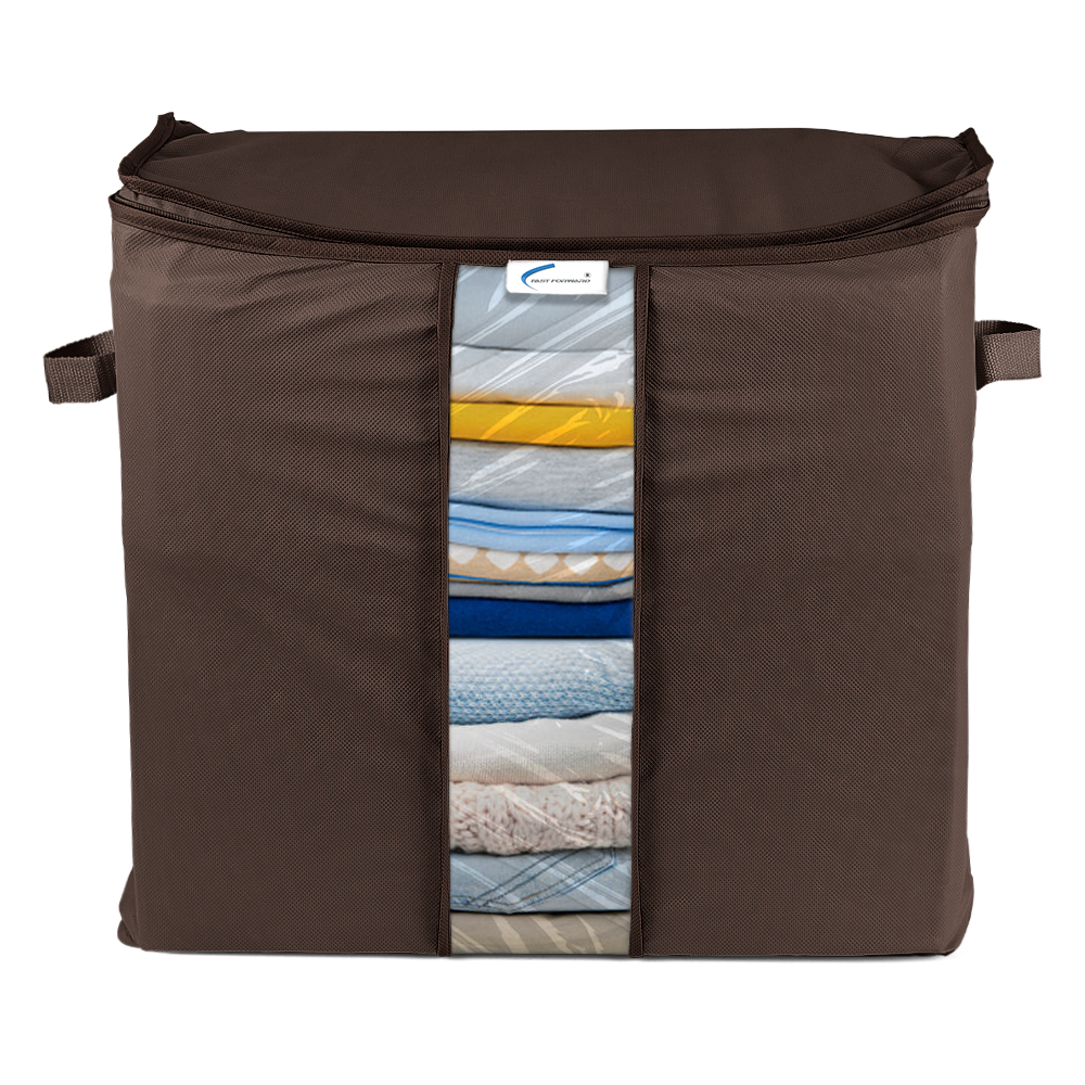 large foldable cloth storage bag with handles PVC window for clothes blankets linen - variant color view