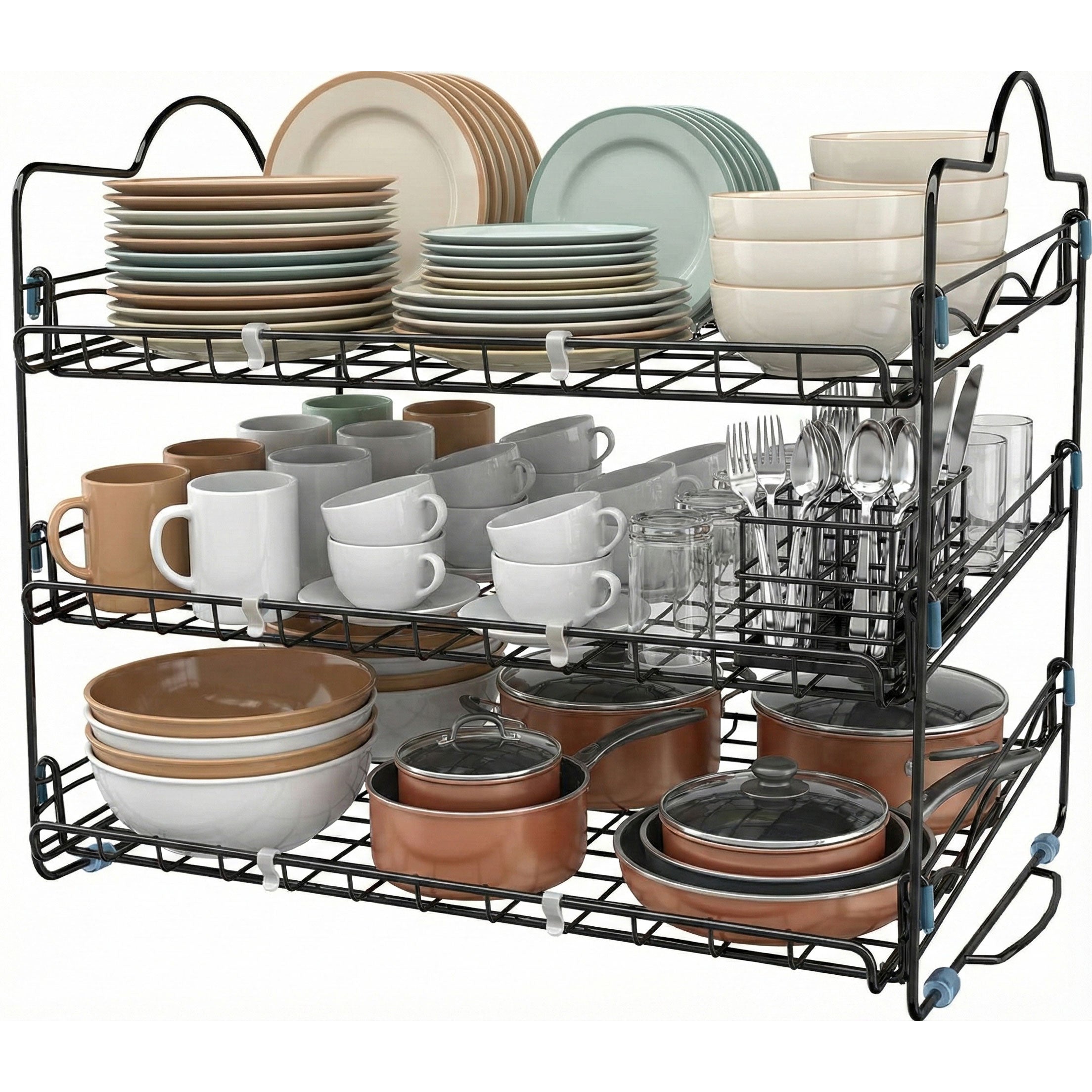 Kitchen Storage Rack Organizer 16.5 x 12.5 x 13.5 Inch, Stackable, Holds Upto 36 Cans for Kitchen Cabinet or Pantry Fast Forward