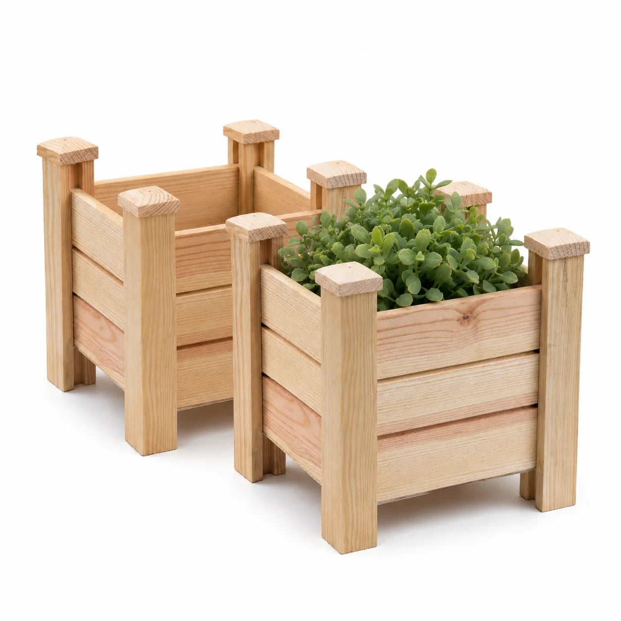 Fast Forward Square Wooden Planter Box with Drainage Holes | Natural Wood Indoor & Outdoor Decor