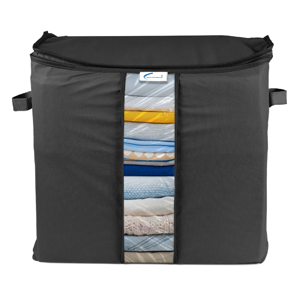 large foldable cloth storage bag with handles PVC window for clothes blankets linen - main product view