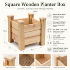 Fast Forward Square Wooden Planter Box with Drainage Holes | Natural Wood Indoor & Outdoor Decor