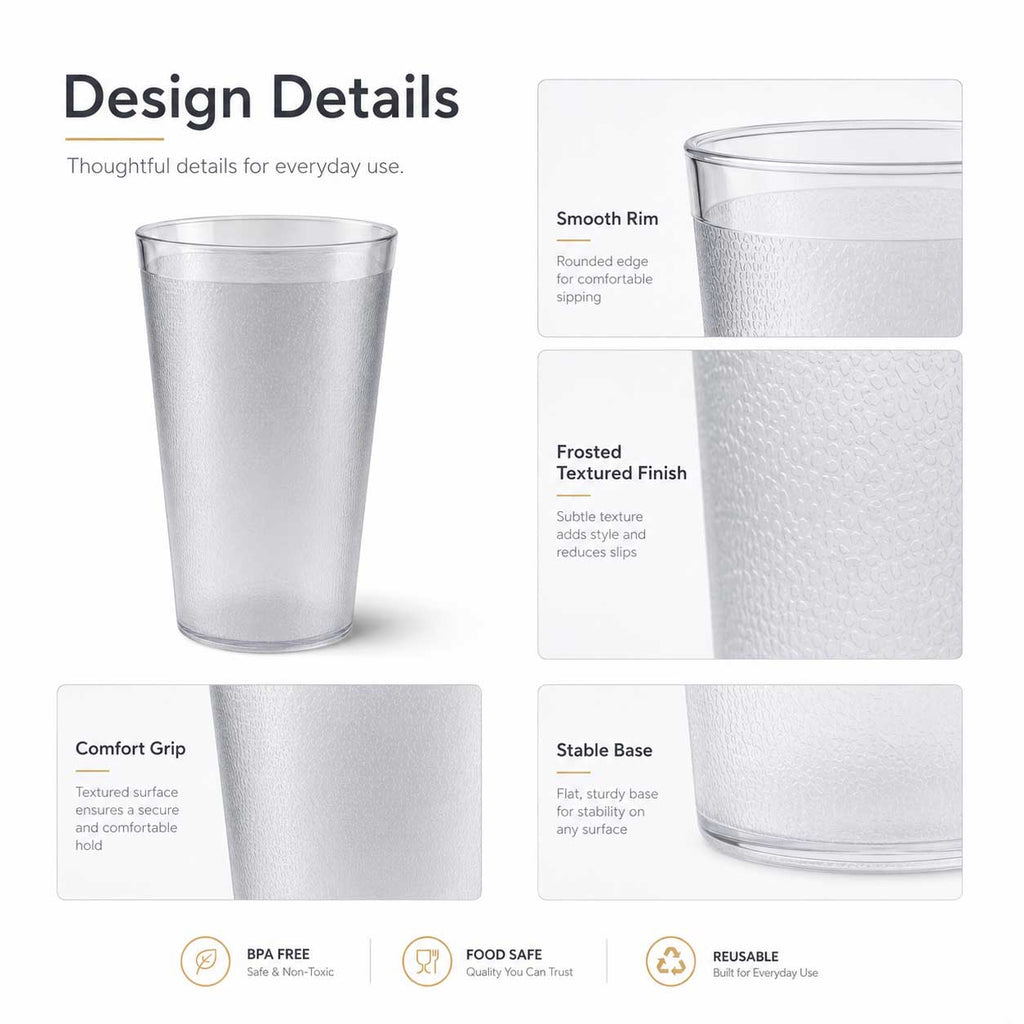 500ml Frosted Reusable Plastic Tumbler Cups – Pack of 6 & 12