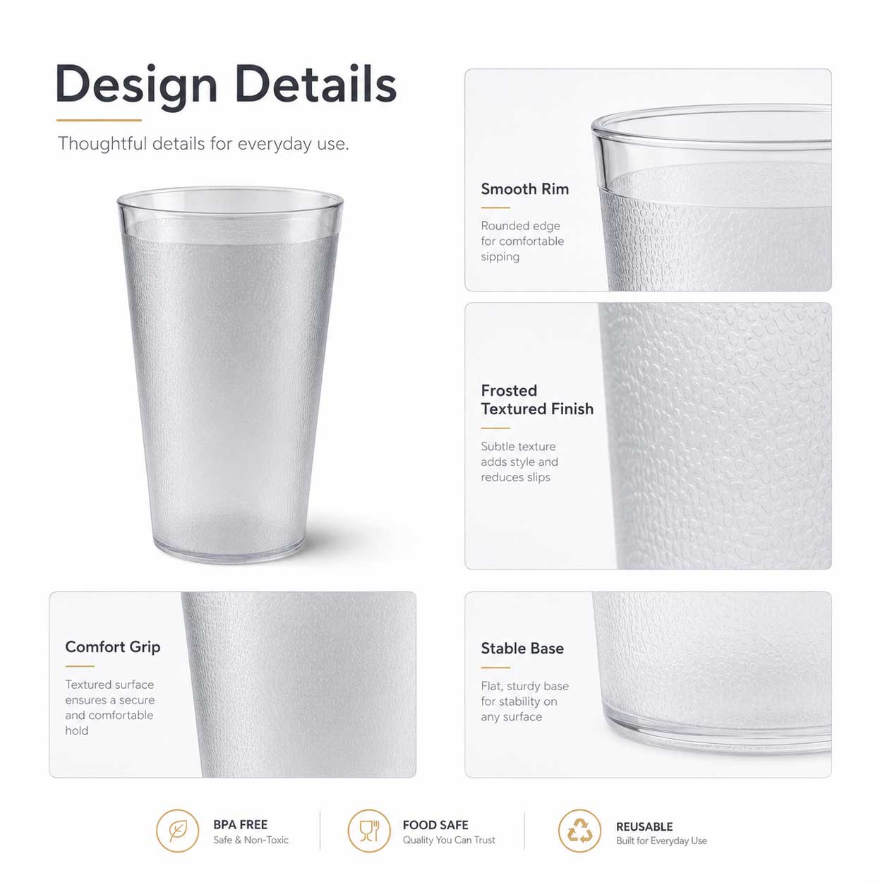 500ml Frosted Reusable Plastic Tumbler Cups – Pack of 6 & 12