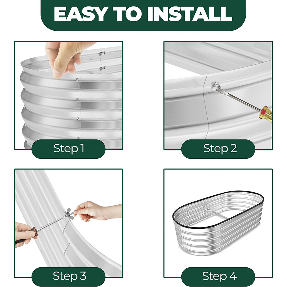 Galvanized Raised Garden Bed Kit 4x2x1ft – Heavy-Duty Outdoor Planter Box for Vegetables, Flowers & Fruits – Easy Assembly Metal Raised Bed – Silver (Pack of 1)