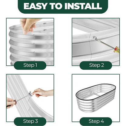 Galvanized Raised Garden Bed Kit 4x2x1ft – Heavy-Duty Outdoor Planter Box for Vegetables, Flowers & Fruits – Easy Assembly Metal Raised Bed – Silver (Pack of 1)