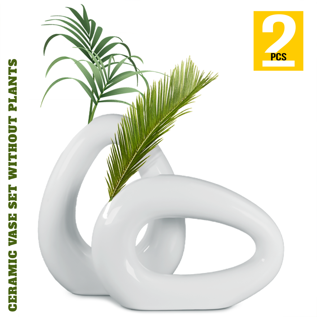 Contemporary White Ceramic Vase - Elegant Droplet Design - Perfect for Modern Home Decor, Weddings, and Table Settings without Flower