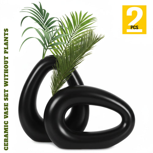 black ceramic oval vase with elegant droplet design for modern home decor