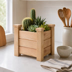 Fast Forward Square Wooden Planter Box with Drainage Holes | Natural Wood Indoor & Outdoor Decor