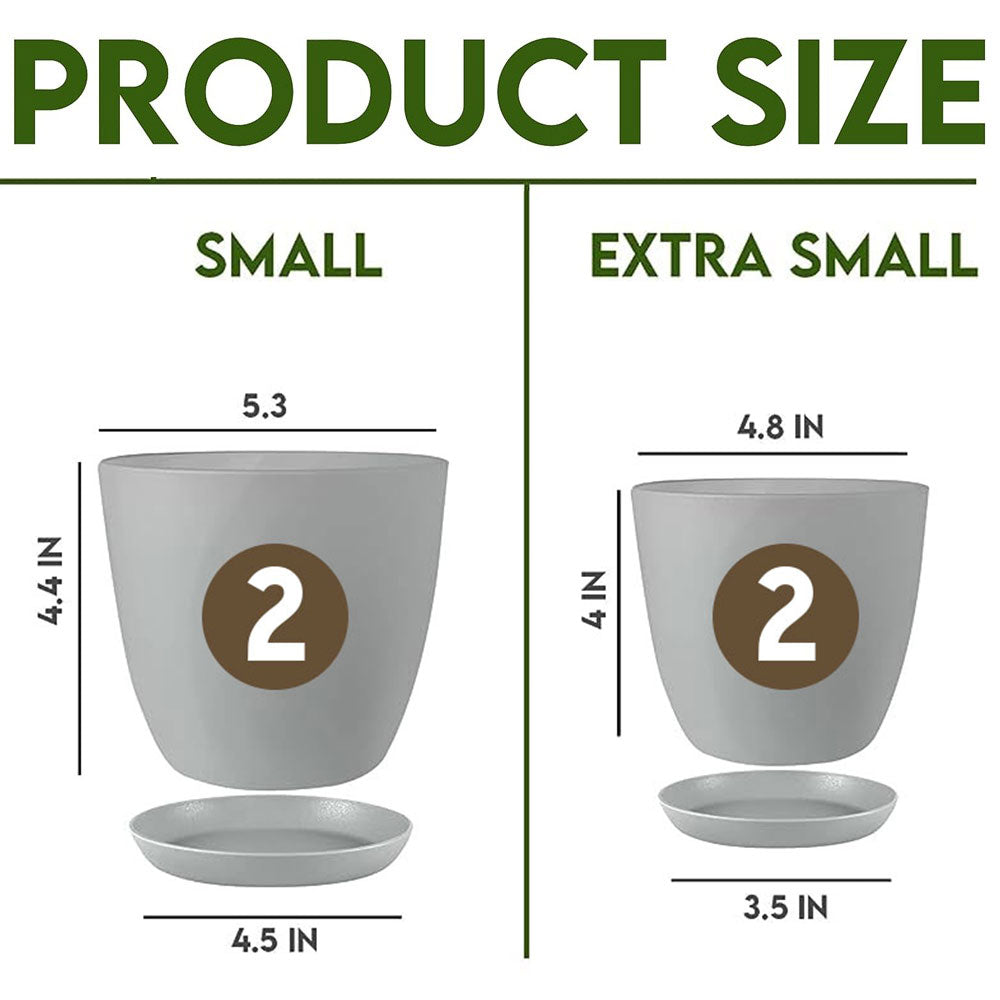 Fast Forword Set of 4 Plastic Decorative Flower Pots with Drainage for Indoor Plants 2 Sizes, 2 Colors (Plants Not Included) Fast Forward