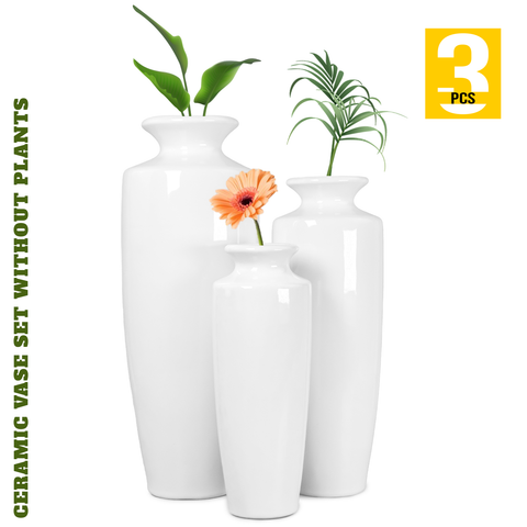 Hosley Ceramic Vases (Set of 3): Versatile Elegance for Any Space without Flower