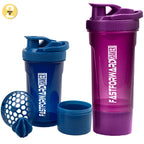 Fast Forward Shaker Bottle - 24 Ounce Protein Shaker Plastic Bottle for Pre & Post workout with Twist and Lock Protein Box Storage Pack of 2 Fast Forward