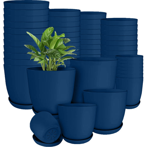 60-pack plastic plant pots with drainage for succulents cactus and flowers - White