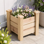 Fast Forward Square Wooden Planter Box with Drainage Holes | Natural Wood Indoor & Outdoor Decor