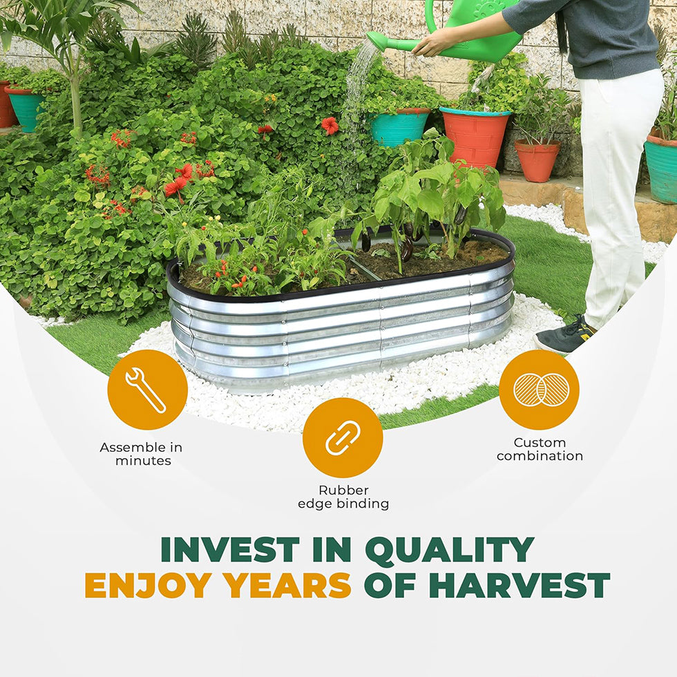 Galvanized Raised Garden Bed Kit 4x2x1ft – Heavy-Duty Outdoor Planter Box for Vegetables, Flowers & Fruits – Easy Assembly Metal Raised Bed – Silver (Pack of 1)