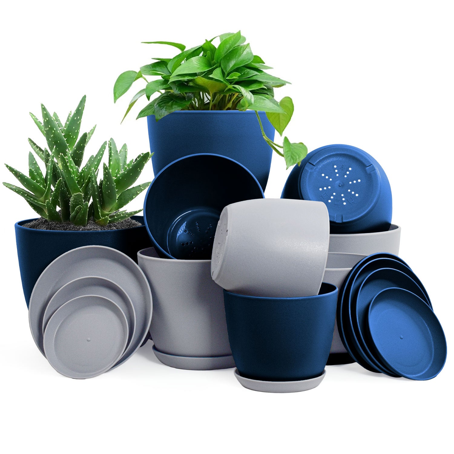 Fast Forward: Premium Set of 10 Indoor Plant Pots with Drainage Decorative Plastic Planters for Indoor Fast Forward