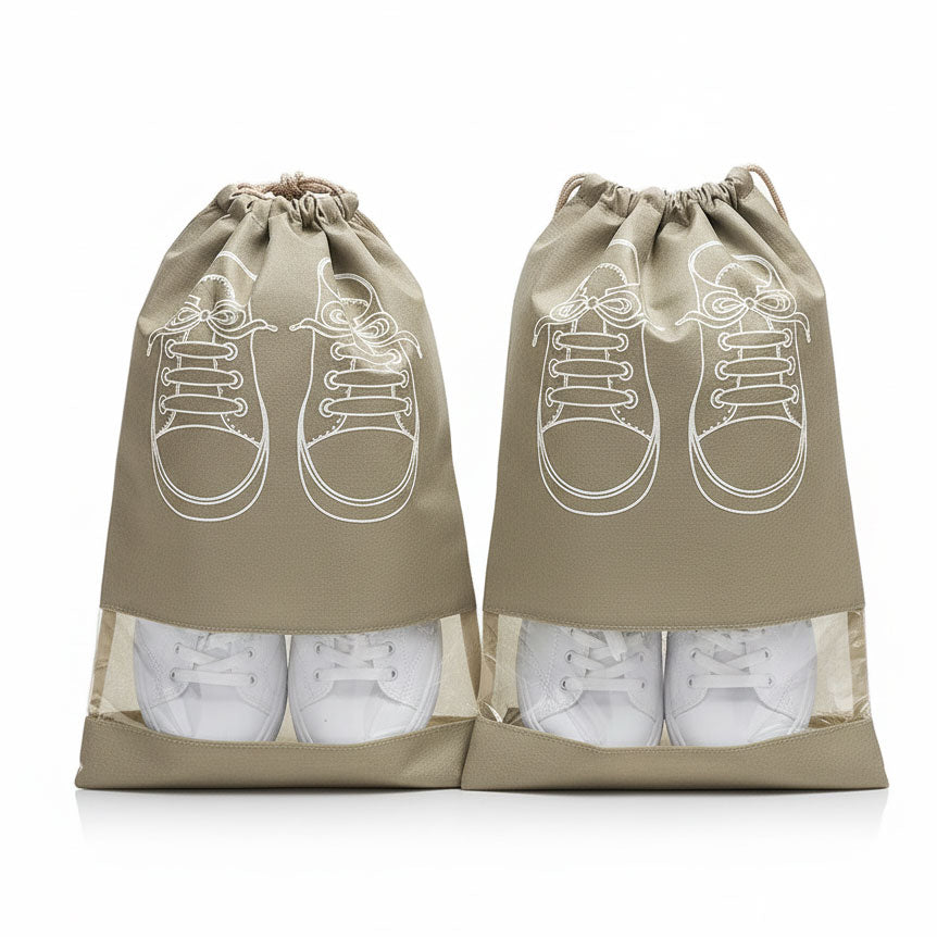 Shoe Bags for Travel Dust-proof Clear Window Non-Woven with Rope packing luggage suitcase Pouch Storage Organizer for Men and Women