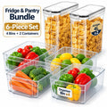Fridge & Pantry Makeover Bundle | 2 Airtight 4L Cereal Containers + 4 Large Fridge Organizer Bins