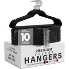 Premium Velvet Hangers Pack of 10, Non-Slip Clothes Hangers with Tie Bar & 360° Rotatable Hook for Wardrobe