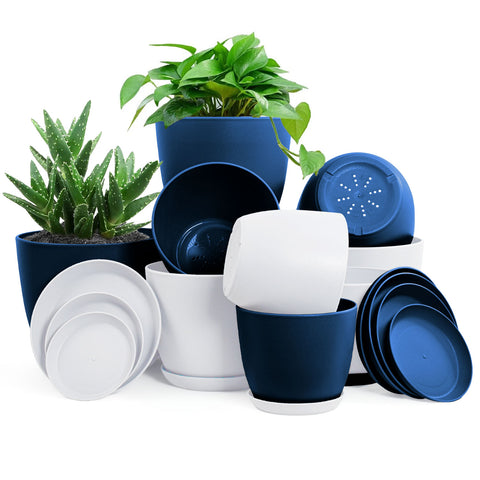Fast Forward: Premium Set of 10 Indoor Plant Pots with Drainage Decorative Plastic Planters for Indoor Fast Forward