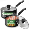 Nonstick Saucepan Set with Glass Lids, 1 Quart & 2 Quart Small Cooking Pots for Sauces, Pasta, Milk, Tea & Daily Kitchen Use