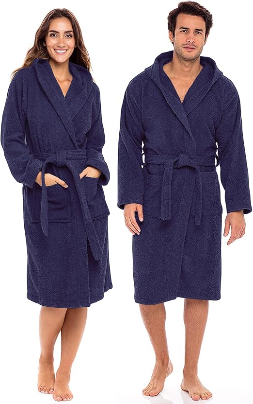 100% Cotton Terry Bathrobe Unisex Towel Robe Men & Women Spa Robe Free Size Fast Forward