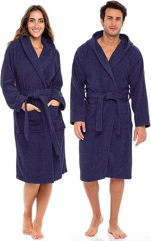 100% Cotton Terry Bathrobe Unisex Towel Robe Men & Women Spa Robe Free Size Fast Forward