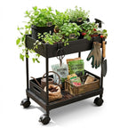 Plantation Cart – 2 Tier & 3 Tier Space-Saving Utility Storage Trolley with Wheels, Perforated Trays & Side Hooks