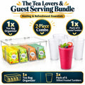 Tea Lovers & Guest Serving Bundle | Tea Bag Organizer + 6 Frosted 500ml Tumblers