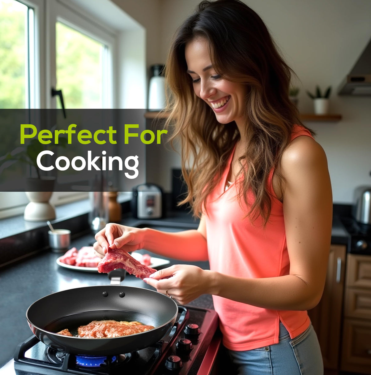 Nonstick Frying Pan Set 3-Piece with Induction Bottom, 8, 9.5 & 11 Inch Aluminum Cookware for Frying, Sautéing & Daily Cooking
