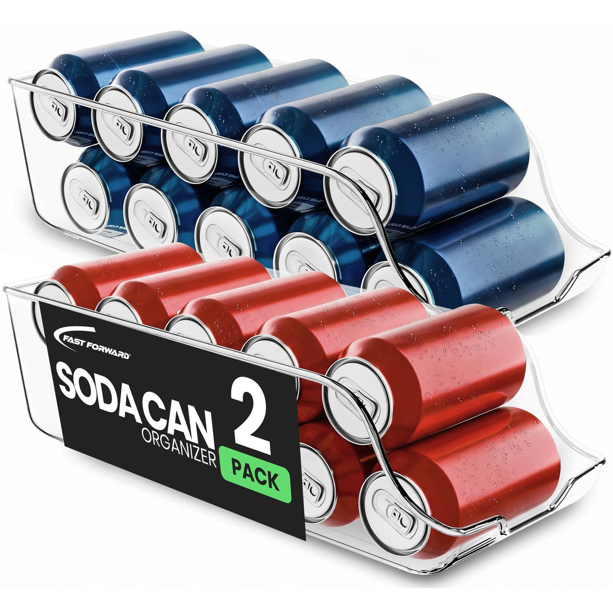 Soda Can Dispenser for Refrigerator, Clear Fridge Can Organizer Holder for Drinks, Cans & Kitchen Storage