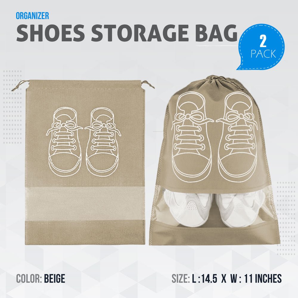 Shoe Bags for Travel Dust-proof Clear Window Non-Woven with Rope packing luggage suitcase Pouch Storage Organizer for Men and Women Fast Forward