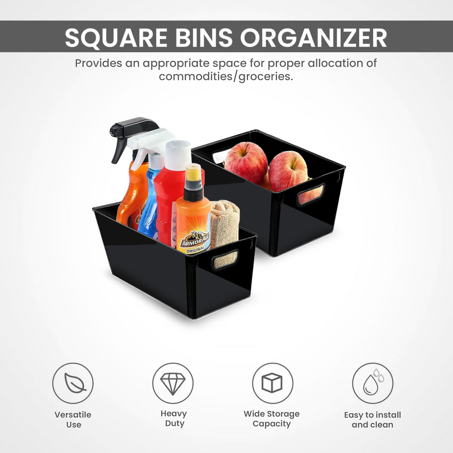 Fast Forward Organizer Bins Clear Pack of 2 - Streamline Your Pantry and Fridge Organization Fast Forward