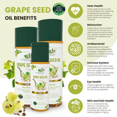 Grape Seed Oil - Premium Grade Cold-Pressed 100% Pure & Organic (Unrefined) for Cooking and Skincare Land Secret