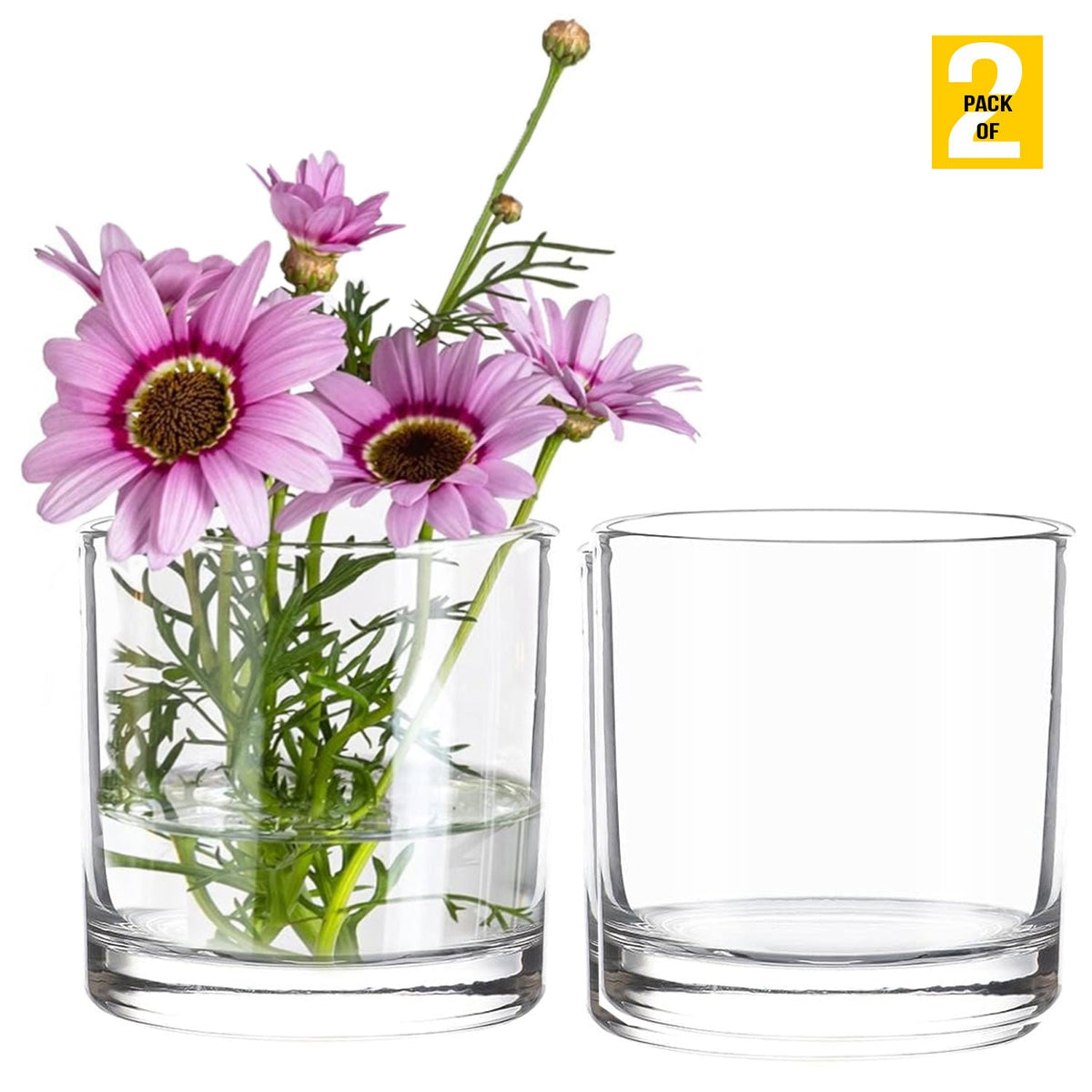 3.7-Inch Clear Plastic Acrylic Cylinder Vases - Versatile Centerpieces for Home, Weddings & Parties