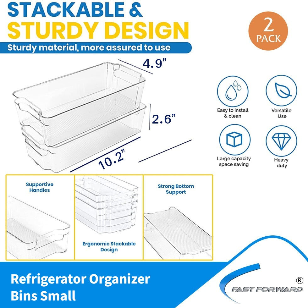 Fridge Organizer 2 Refrigerator Organizer Bins Storage Bins for Freezers Countertops and Cabinets Pantry Organization Fast Forward